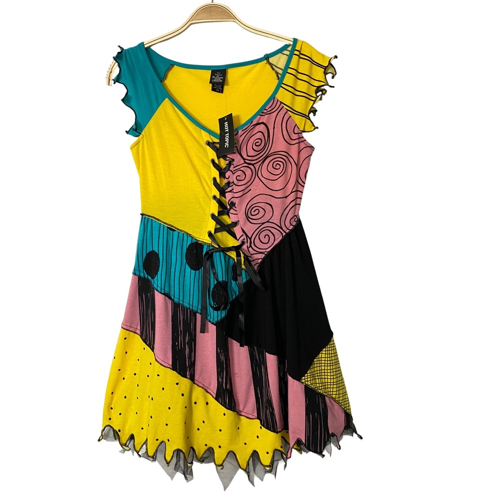 Hot Topic Disney Nightmare Before Christmas Sally Cosplay Dress S Patchwork NWT
